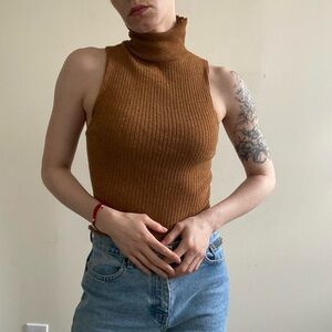 Burnt Orange Sleeveless turtleneck